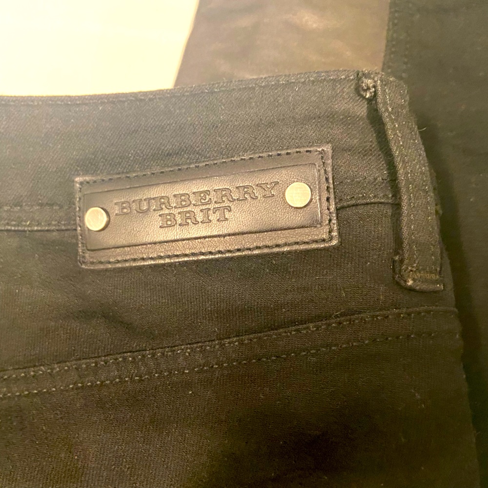 Burberry Brit Black Leather Embellished Denim Jeans
